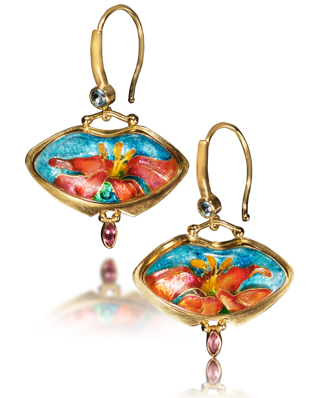 Cloisonne Jewelry Earrings Canna Enamel Jewelry by Patsy Croft