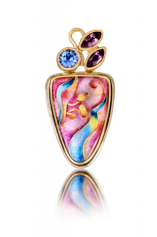Canna Lilies | Cloisonne Pendant | Enamel Jewelry by Patsy Croft